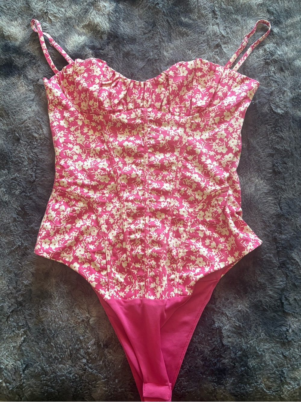 Zara Pink Floral Bustier One-Piece Bodysuit